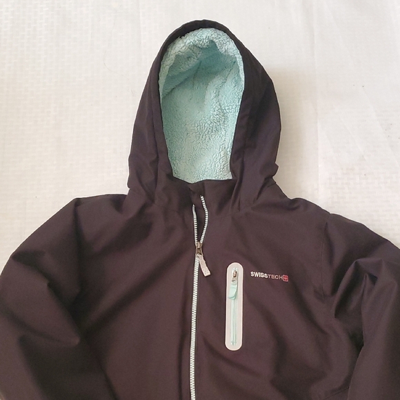 Swiss Tech Black Hooded Coat - Picture 2 of 10